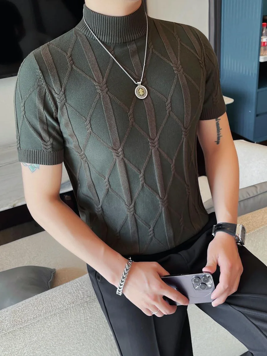 

Мужская новая универсальная футболка-поло с коротким рукавом, облегающая, с воротником-стойкой, эластичная, дышащая