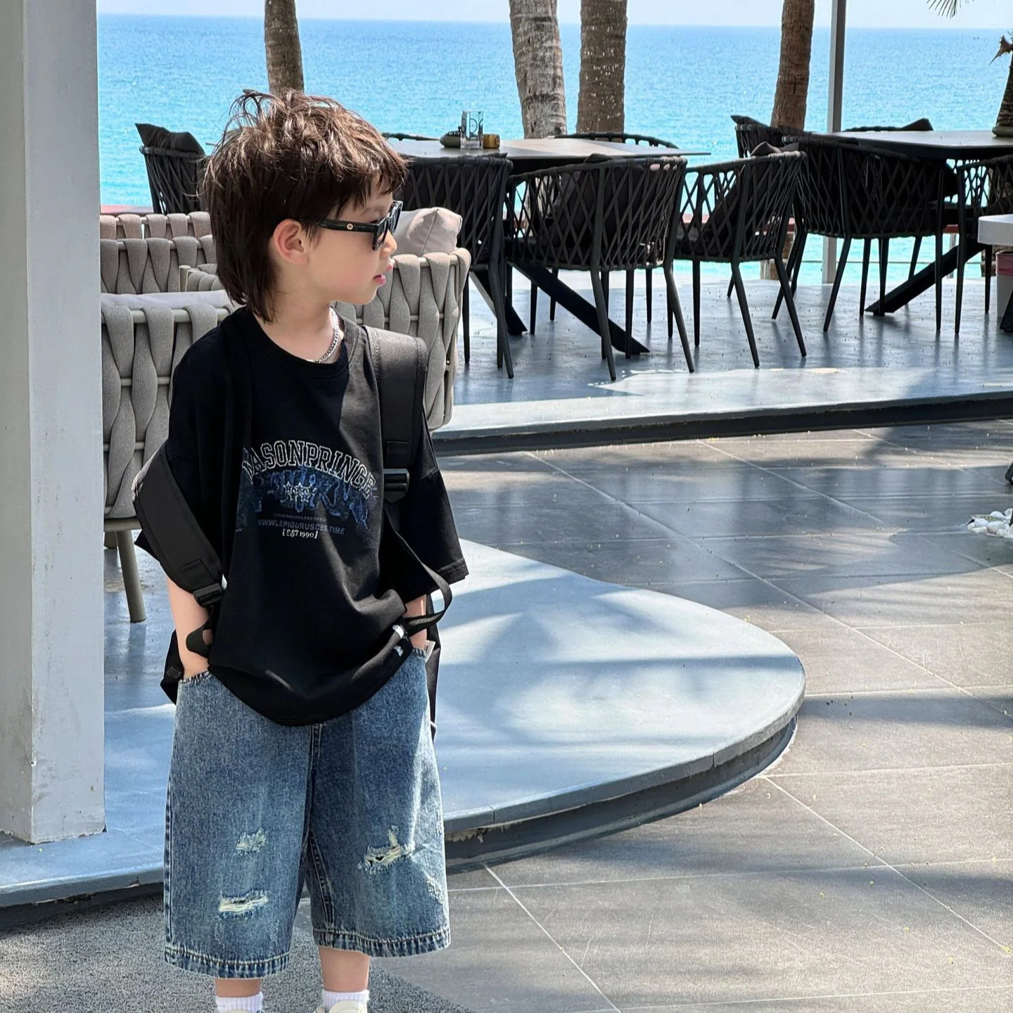 

Trendy Children's Clothing 2024 Summer New Korean Version Boys Casual Letter Short Sleeved T-shirt Children's Top Kids Clothes