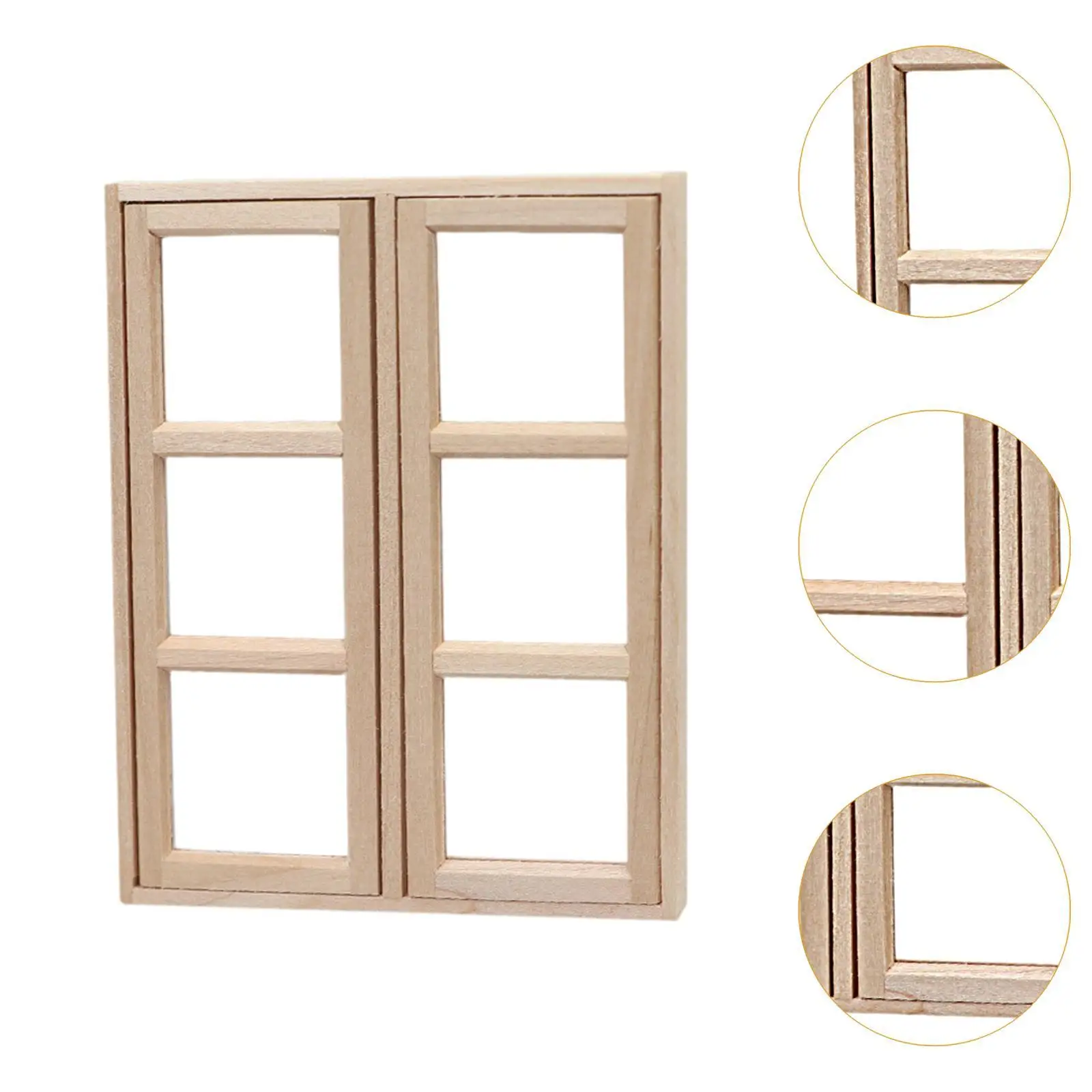 1:12 Dollhouse Window Model Mini DIY Shutters Miniatures Wood Window Furniture