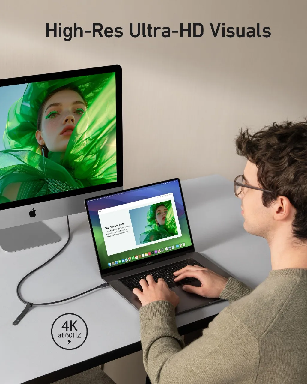 Anker USB4 Gen 2 Cable, 20 Gbps Data Transfer, 4K HD Display, 3 ft Bio-Based 240W Charging USB C to USB C Cable, For iPhone 15