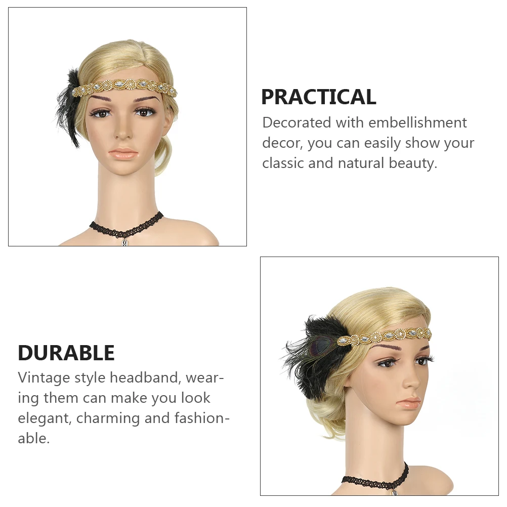 

1pcs Vintage Flapper Headband Lightweight Fascinator Headpiece For Women Party Hair Accessory Bride Headwear Dance Performance