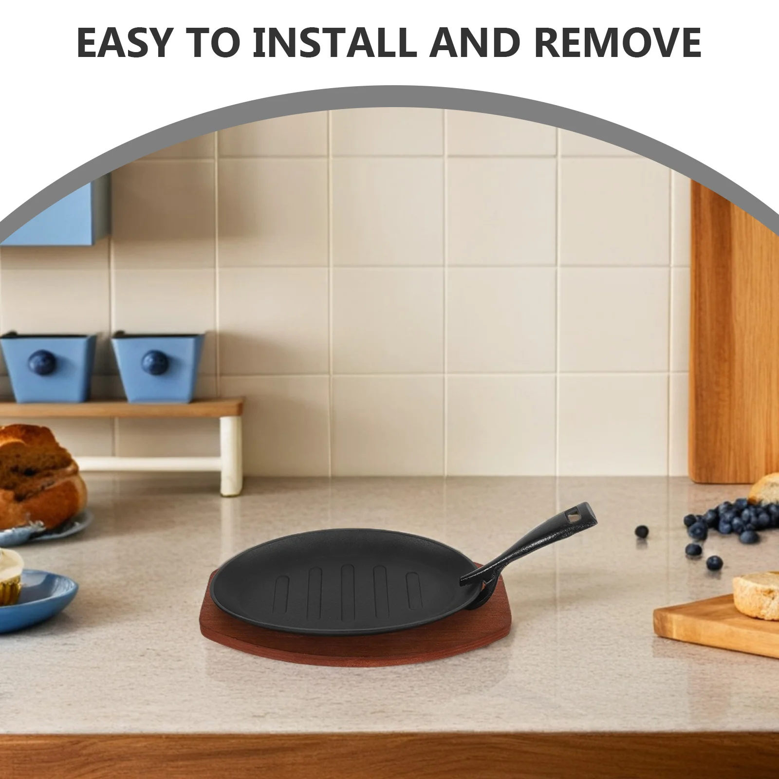 

1 set Cast Iron Grill Plate 8 Inch Pre-Seasoned Skillet For Steak Fajita Bbq Griddle Pan Oven Safe Stovetop Cooking