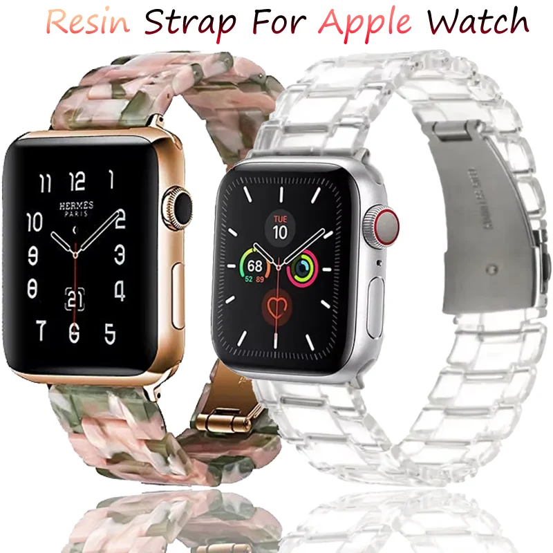 

Resin Strap For Apple Watch Ultra 2 49mm 10 9 8 7 SE 6 5 4 Fashion Durable Wristband iWatch 44mm 42mm 46mm 45mm 40mm 41mm Correa