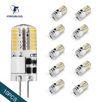 10 Uds. Bombilla LED sin parpadeo 12V G4 3W silicona 360 ángulo de haz 48LED SMD3014 superbrillante reemplazar 30W luz de araña halógena