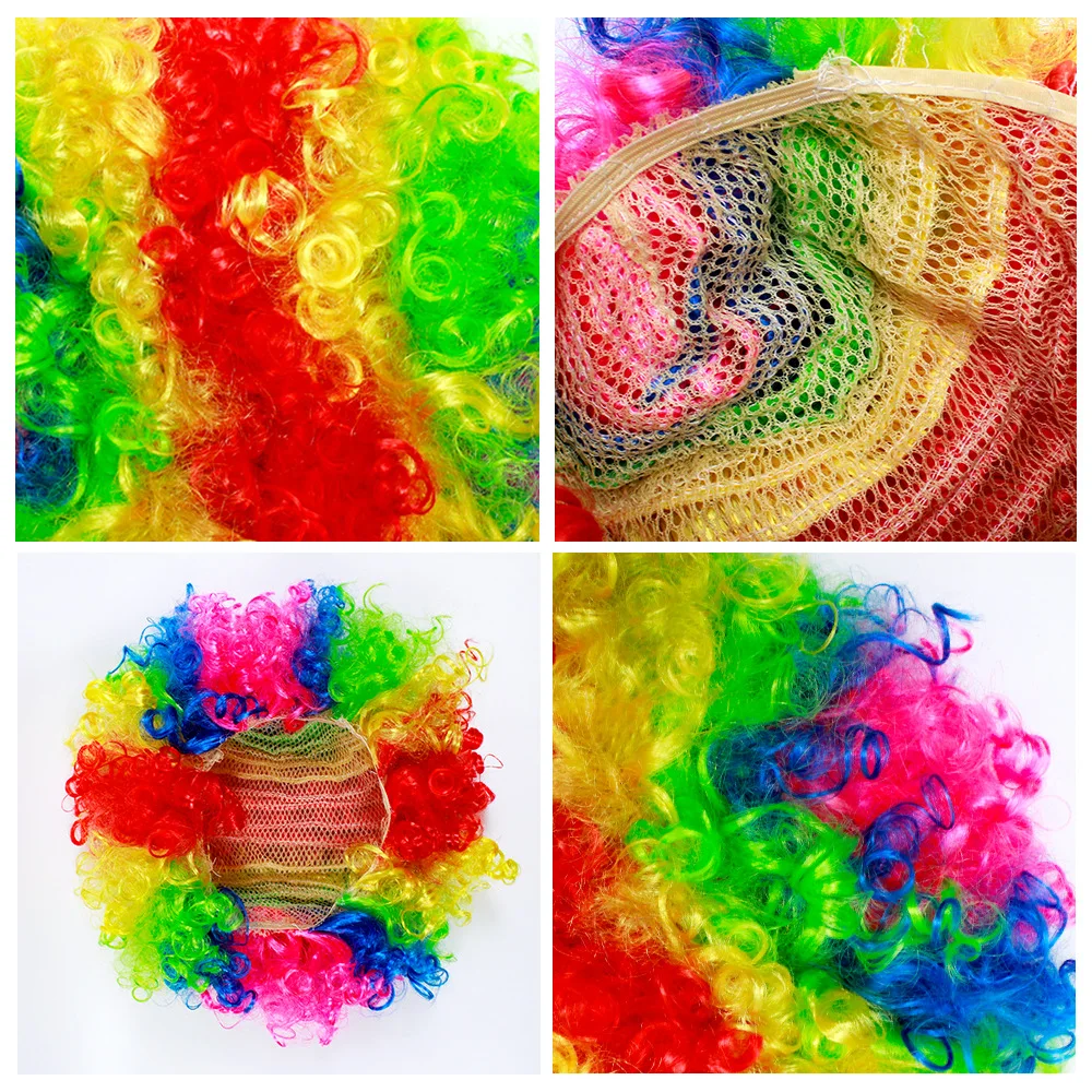 Funny Clown Wig Caps Fans Explosive Head Wig Dance Bar Wedding Party Dress Performance Props Wig Funny Fluffy for Kids Adults