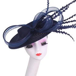 Women Kentucky Ascot Big Fascinator Hats With Flower Church Wedding Chapeau Cap Ladies Occasion Millinery Ladies Femme Elegant