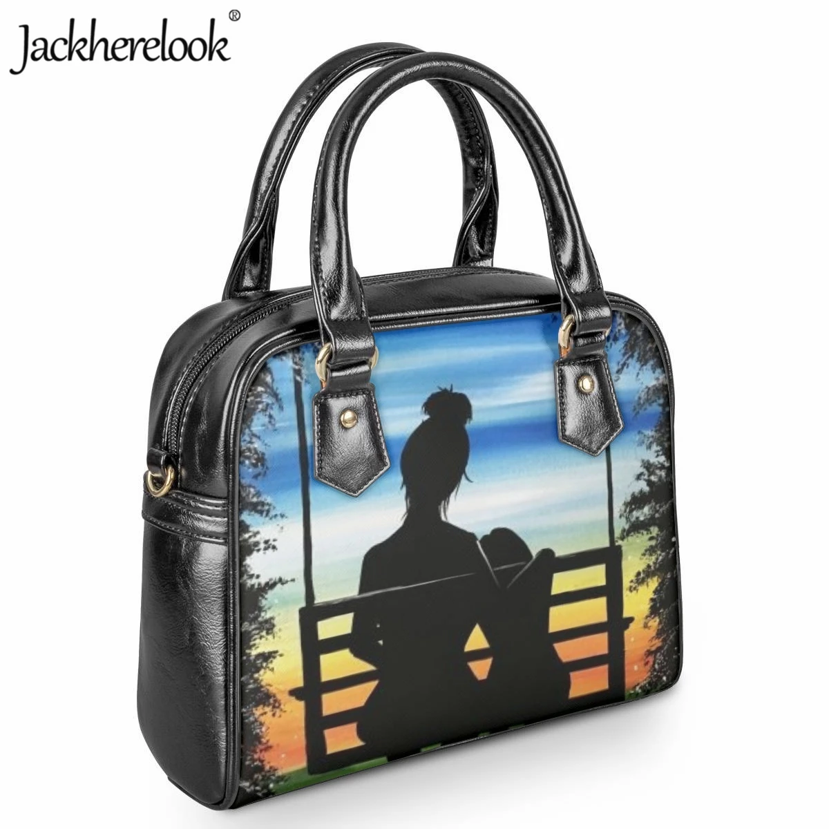 Jackherelook Mother's Day Printed Design Casual Shoulder Bag For Women Fashion New Luxury Leather Messenger Bag Shopping Handbag