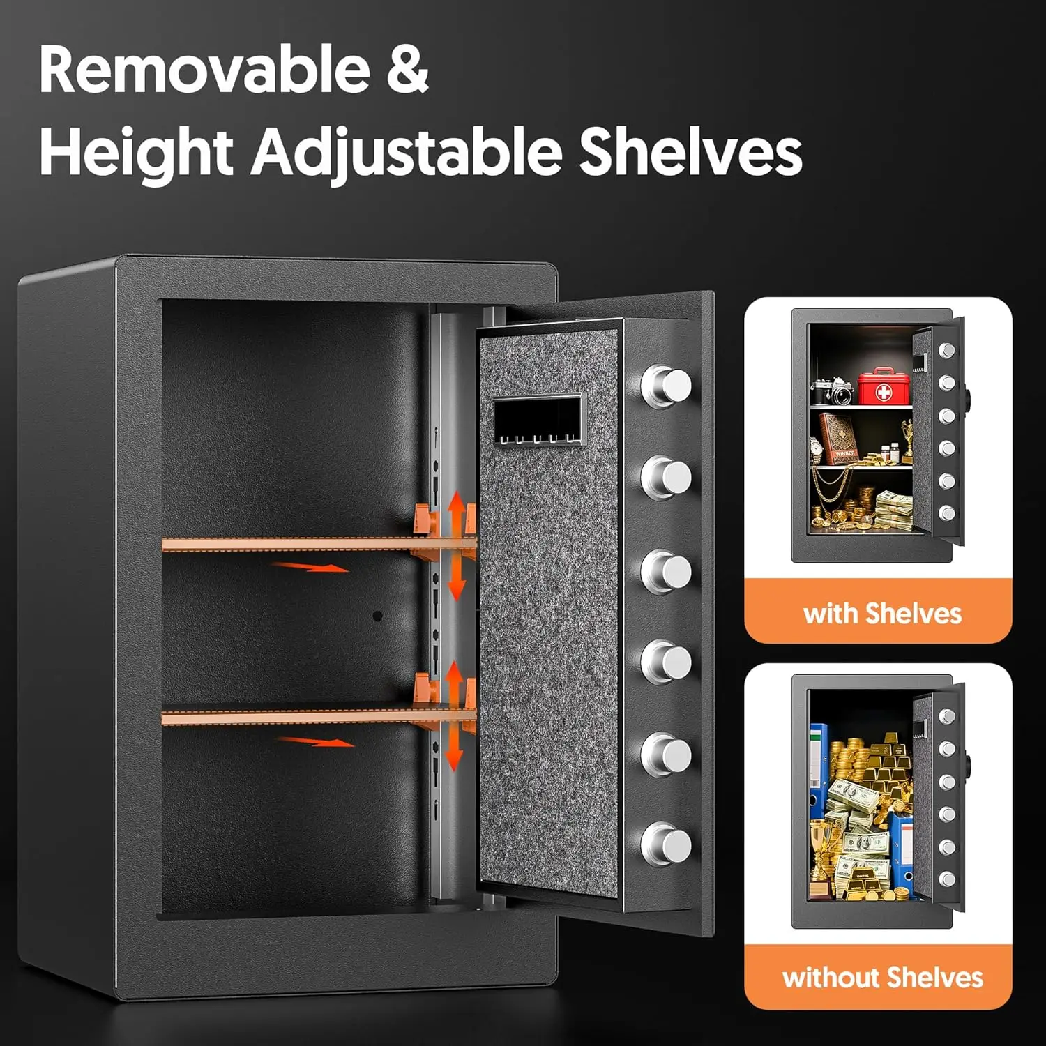 3.0 Cubic Feet Home Safe, Anti-theft Electronic Safety Lock Box with Fireproof Waterproof Bag for Cash Valuables Documents, Stee