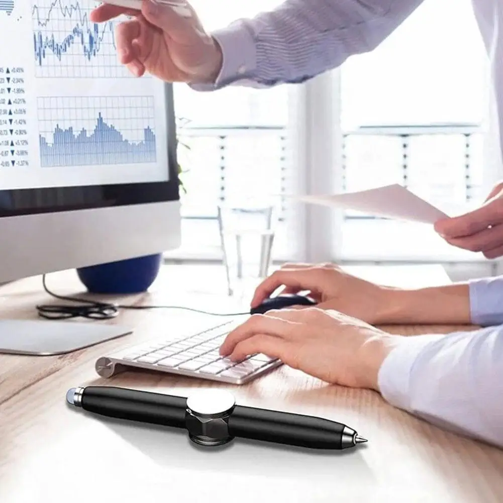 Fidget Spinner Pen With Led Light Multifunctional Decompression Fidgets Toy Luminous Finger Spinner Gyro Pens Rotate D6j1