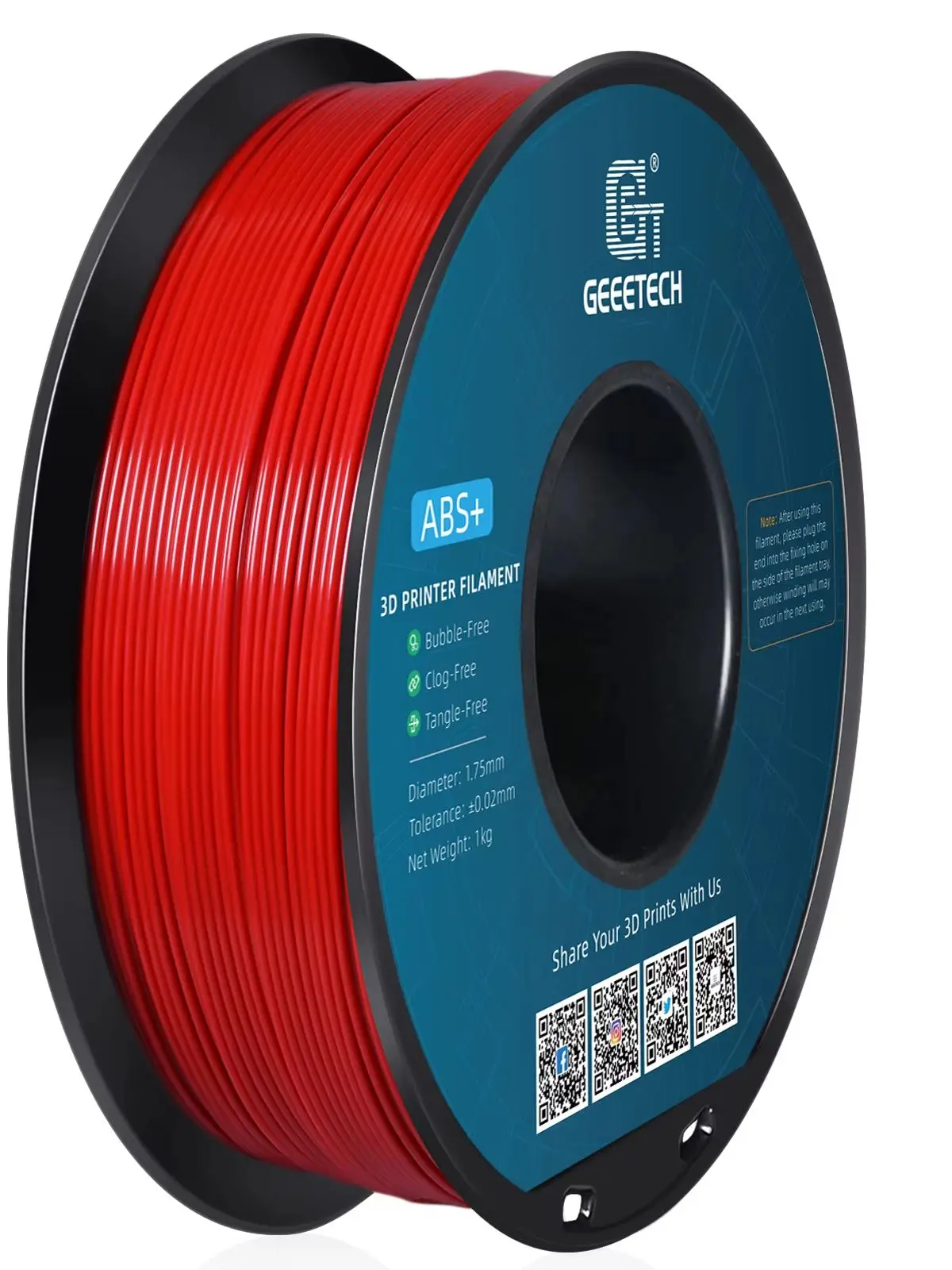 Filament Geeetech ABS+ 3D 1.75mm 1KG, plastik do drukarek 3D, bez plątania, nietoksyczny, pakowany próżniowo, biały, czarny — zdjęcie produktu 7
