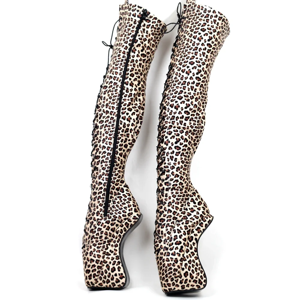 أحذية باليه بكعب حافر 18 سم أحذية عالية الفخذ للجنسين مقاس 36-46