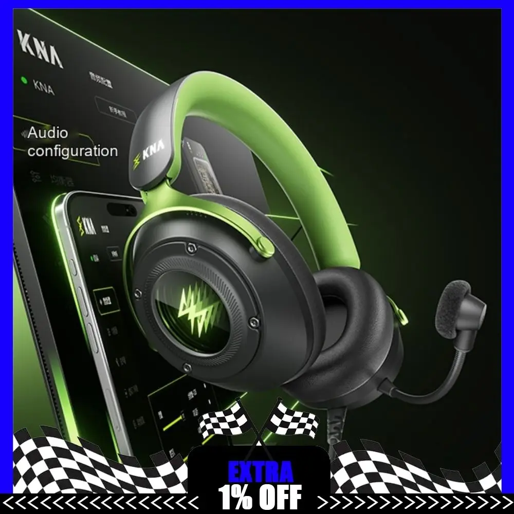 KNA Dark Pivot Wired Over‑Ear Gaming Headset FPS E‑Sports Headphone ENC Noise-canceling Mic Vibration Engine Sound Positioning
