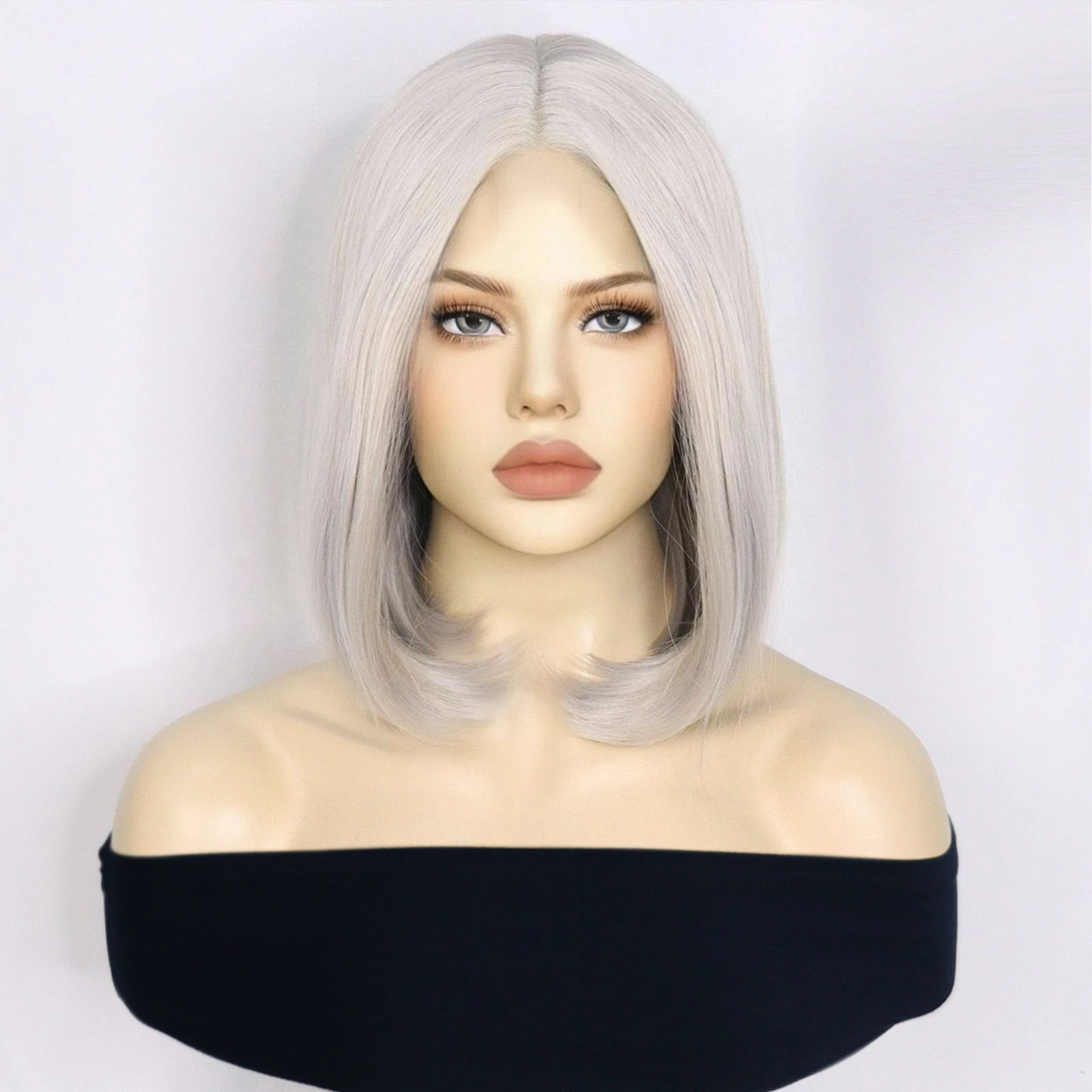 

Синтетический парик с Т-образной частью на сетке, короткий, прямой, серебристо-серый, 6*4*1, для женщин, для повседневной носки, вечеринок и встреч