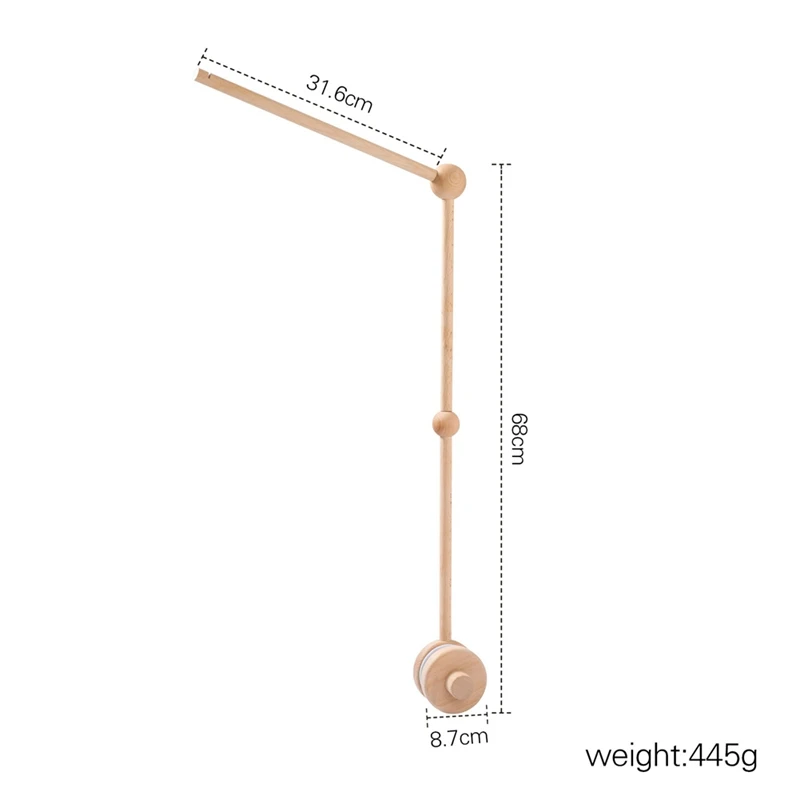 Brazo móvil giratorio de madera para cuna, colgador móvil para bebé, soporte móvil para guardería