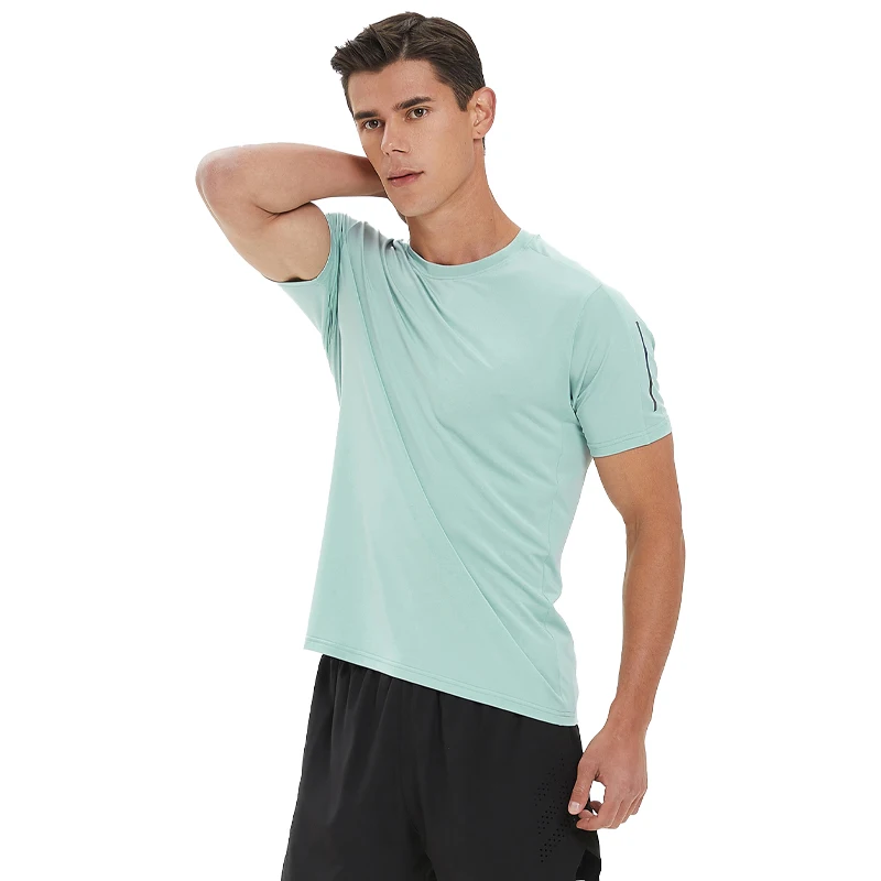 Gym Jersey Short Sleeves Outdoor Jogging Thin Breathable Elasticity Casual Reflective Nylon Tee 2023 New Fashion Run Tshirts