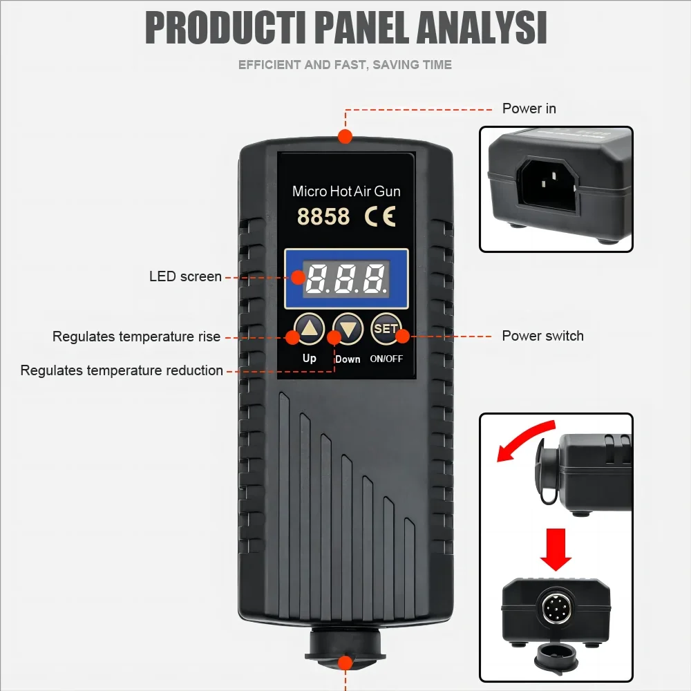 JCD Hot Air Gun 8858 Micro Rework Soldering Station LCD Digital Hair Dryer For Soldering 220V 750W Heat Gun Welding Repair Tools