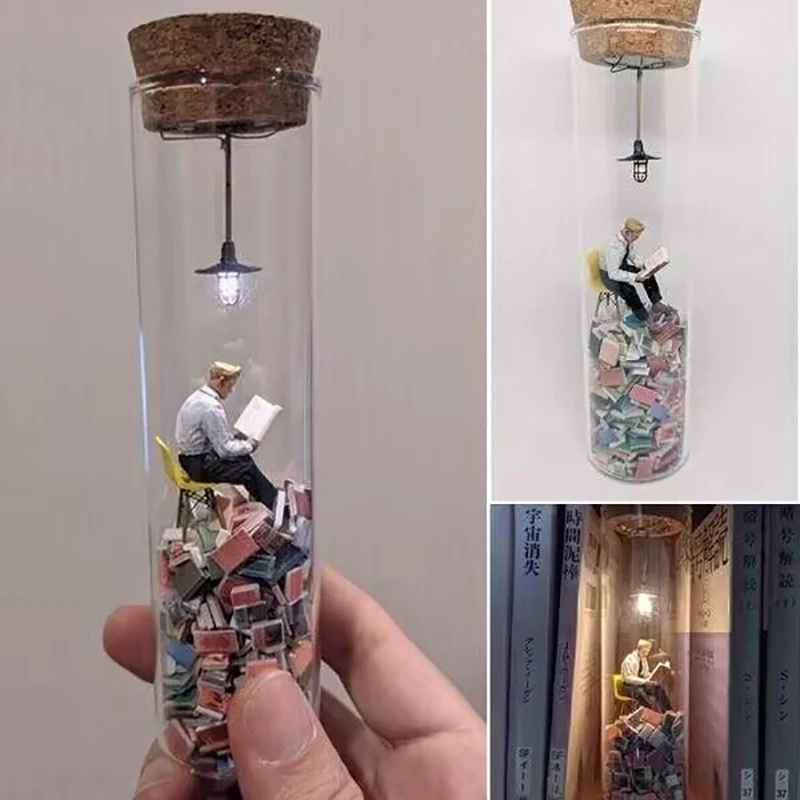 Miniature Test Tube Diorama Test Tube Tiny Figures Decorative Ornaments For Book Lovers Test Tube Booknook Sculpture Supplies