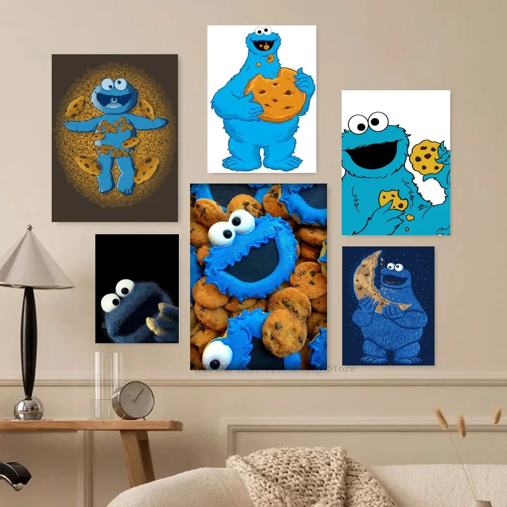 1pc Cookies Play Monster Self-adhesive Art Poster Waterproof Paper Sticker Coffee House Bar Room Wall Decor