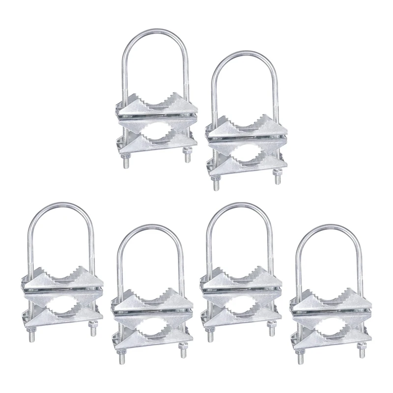 Double Antenna Mast Clamp V-Jaw Bracket U Bolts Pipe Mounting Hardware 6 Sets For Yagi Wifi Antenna, TV Antenna