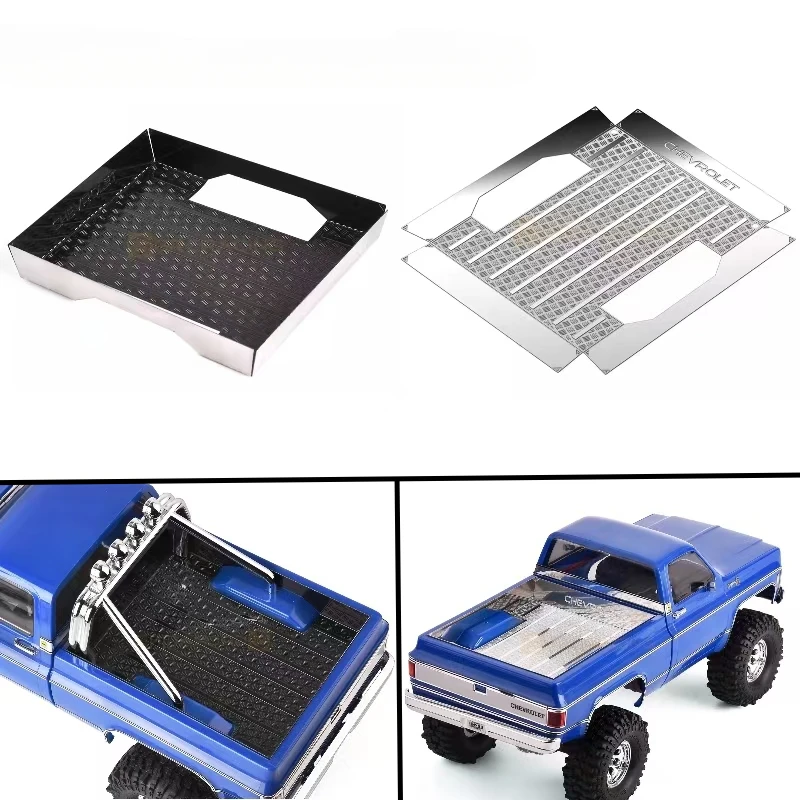 GiRC Cargo Box Stainless Steel Decorative Sheet Simulated Car Shell Metal Protection for 1/18 RC Crawler Car TRX4M Chevrolet K10