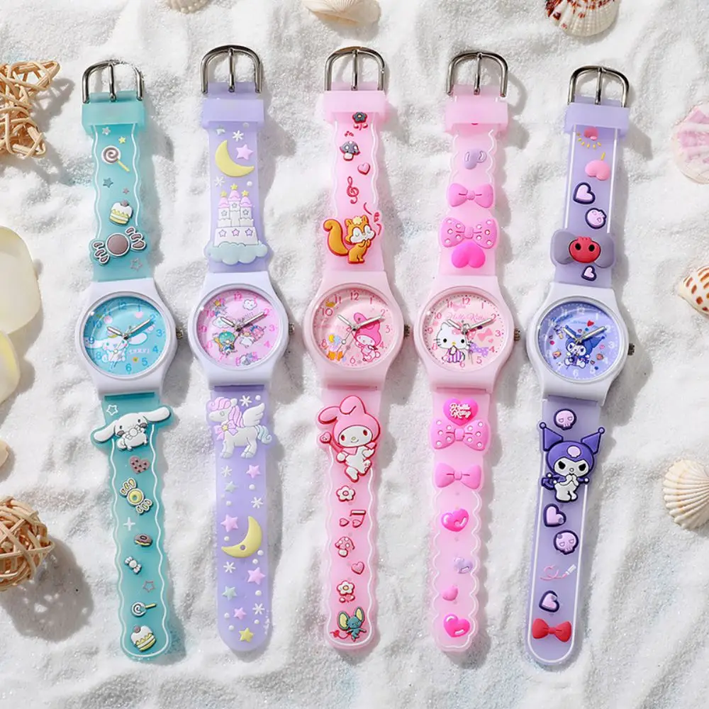 Sanrio 3D Pattern Child Wrist Watch Cinnamoro Hello Kitty Waterproof Quartz Watch Kuromi Cartoon Christmas watchband Kids Gift