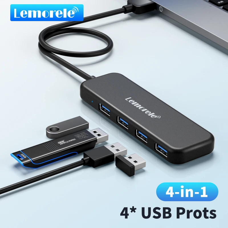 

Lemorele 4 in 1 USB HUB 3.0 Adapter 4 Ports High Speed Data Transmission for Laptop Window