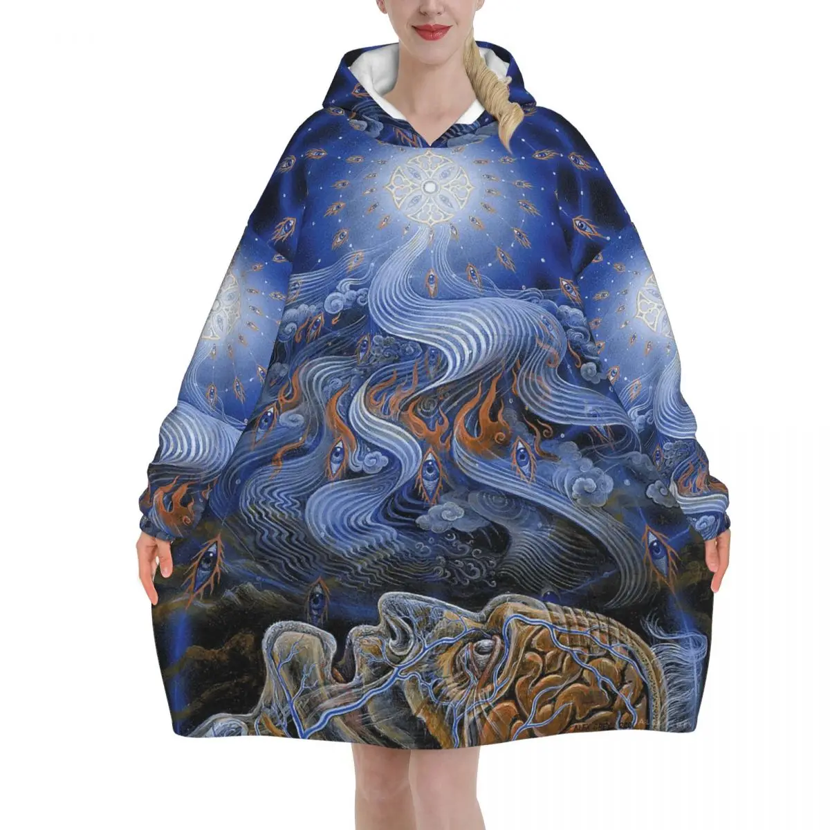 Alexs Greys Wearable Blanket Hoodie for Women Men Warm Cozy Oversize Blanket Sweatshirt Thick Fleece Hooded Blanket with Pocket