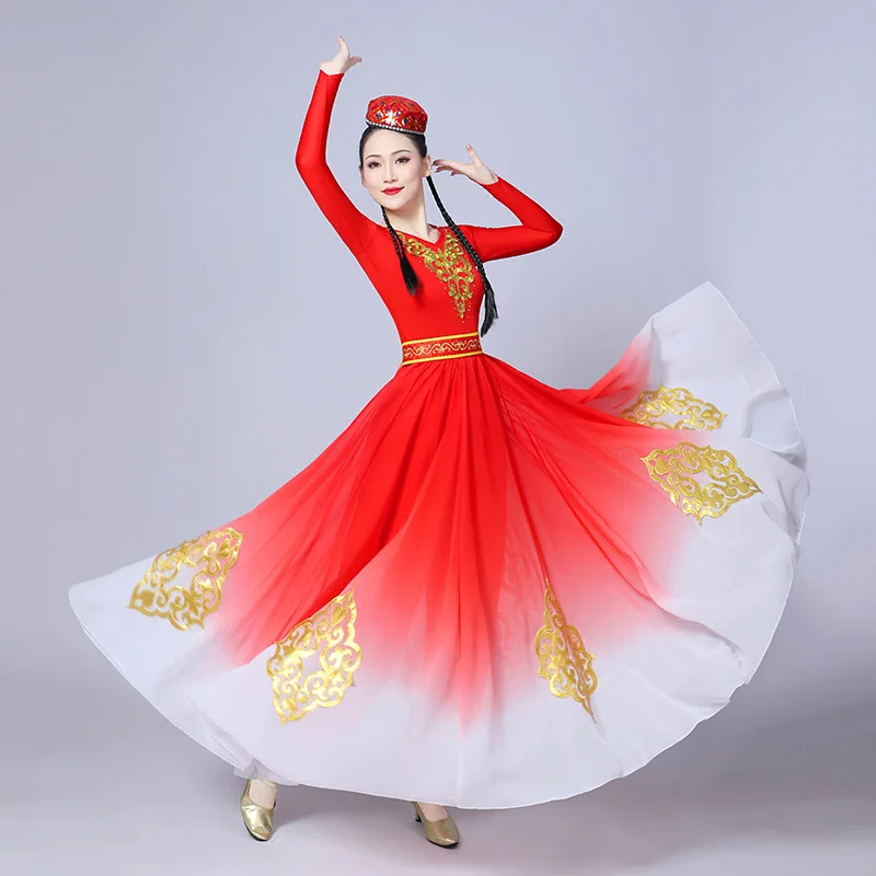 

Xinjiang Dance Performance Costume Traditional Chinese Yangko Folk Dance Costume Stage Party Square Dance Clothing Ethnic Dress