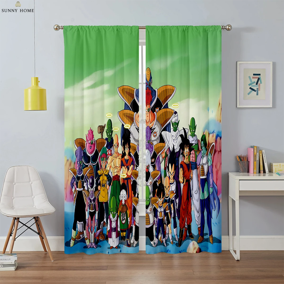 Hot-Blooded Japanese Anime Printed Curtains Polyester Fiber Rod Pocket Children's Room Dormitory Study Room Decorative Curtains