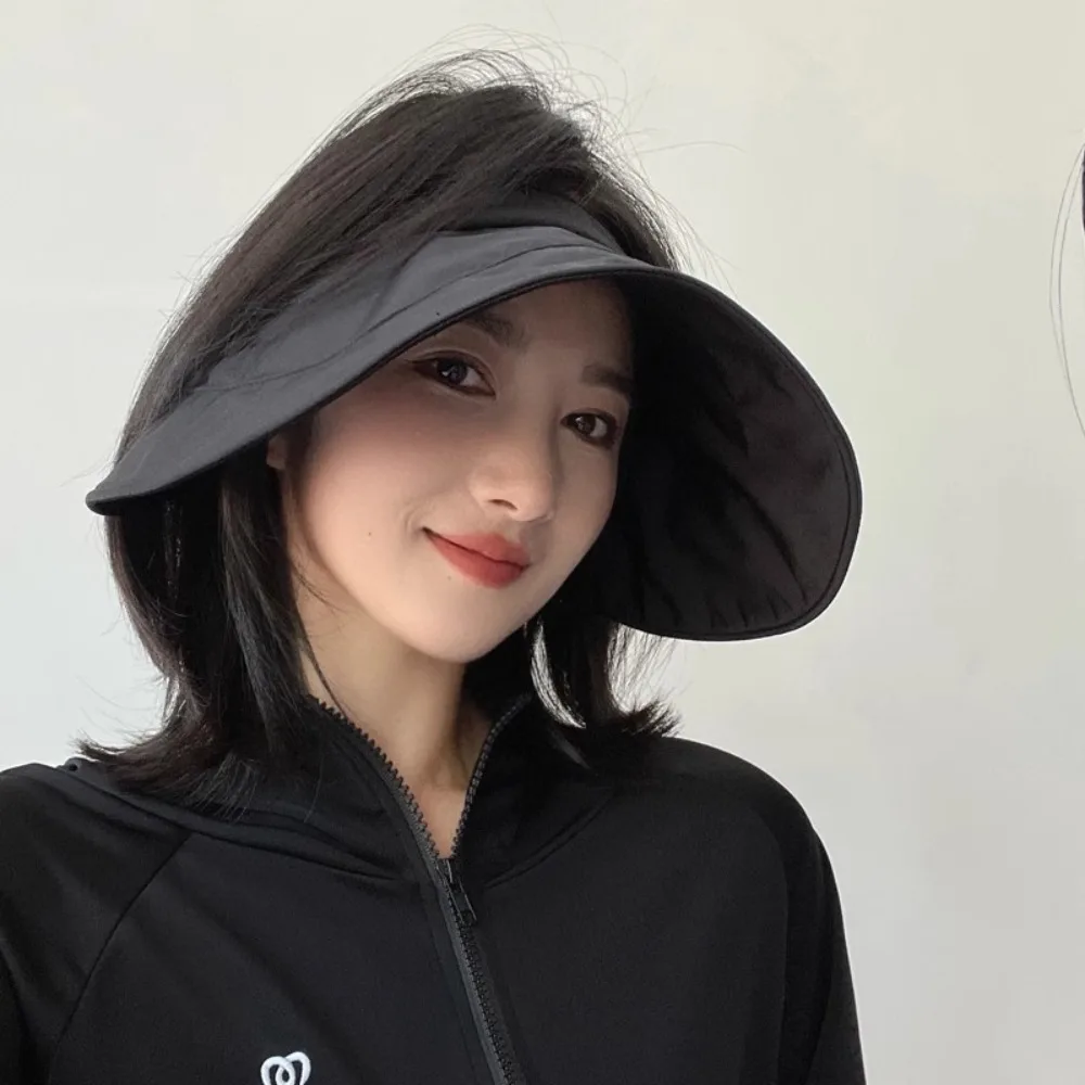 

Korean Style Big Brim Empty Top Hat Anti UV Foldable Sunscreen Cap Summer Cap Women