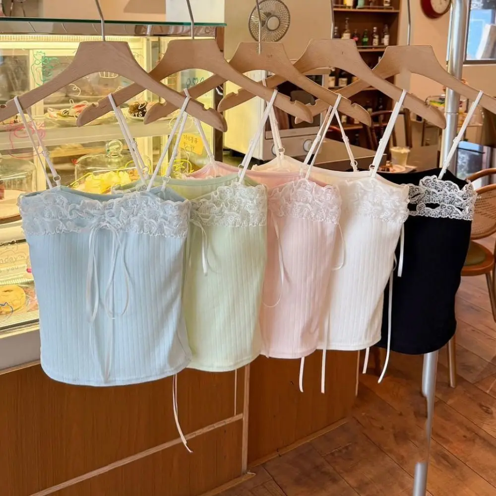 شيك القوس سليم الدانتيل المحاصيل الأعلى قاع قميص الحلو الفتاة سترة أعلى التوابل الفتيات نمط الصيف بروتيل مع منصات النساء