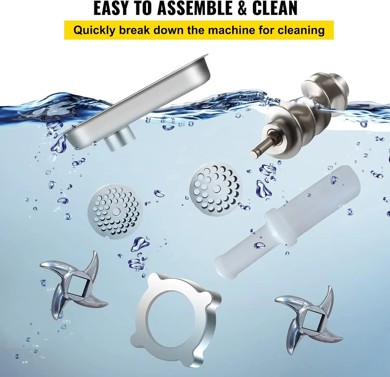 Hachoir à viande industriel commercial en acier inoxydable, cape LB/h, 1100W, 220 tr/min, 2 pièces