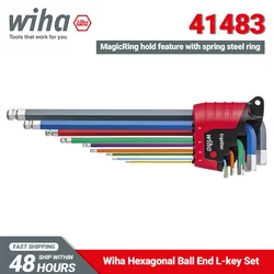 Wiha 41483 L-key Set in ErgoStar Holder Hexagonal Ball End 9-pcs Fluorescent Colour Long Service Life