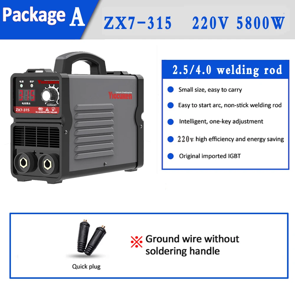 Arc Welding Machine IGBT Inverter 5.8KW 315A LCD Display Welding Portable Ac 220V Inverter Welder Mini Electric Arc Welder