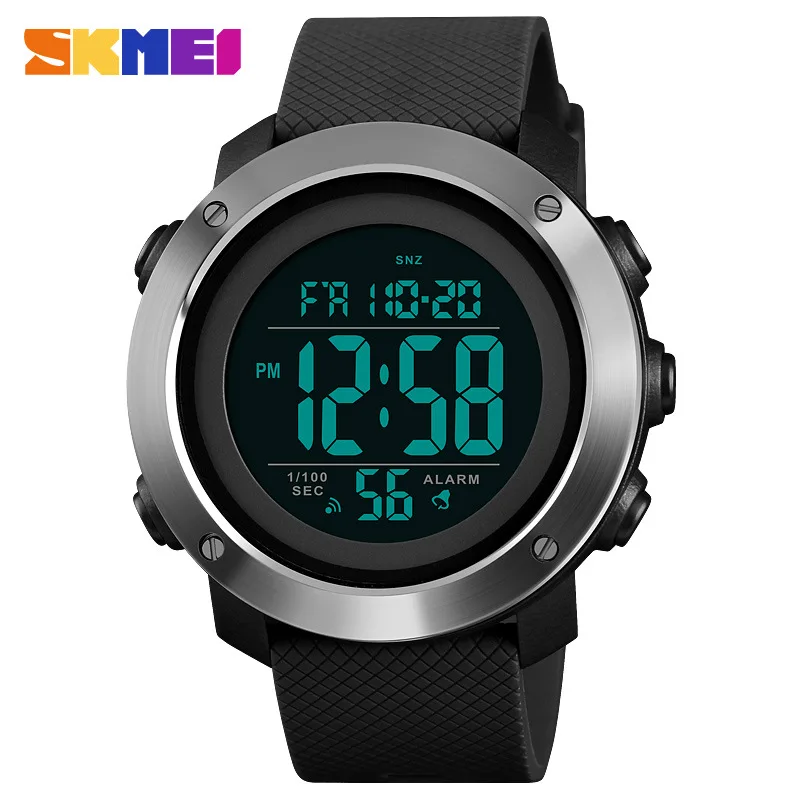 ساعة Skmei للرجال إلكترونية خارجية متعددة الوظائف مقاومة للماء للعد التنازلي للطلاب