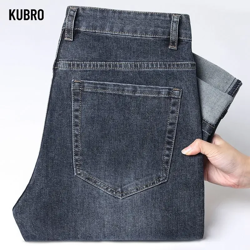 

High-end New Straight-leg Stretch Denim Men's Loose Autumn and Winter Versatile Casual Large-sized Fat Man Trousers Jeans Pants