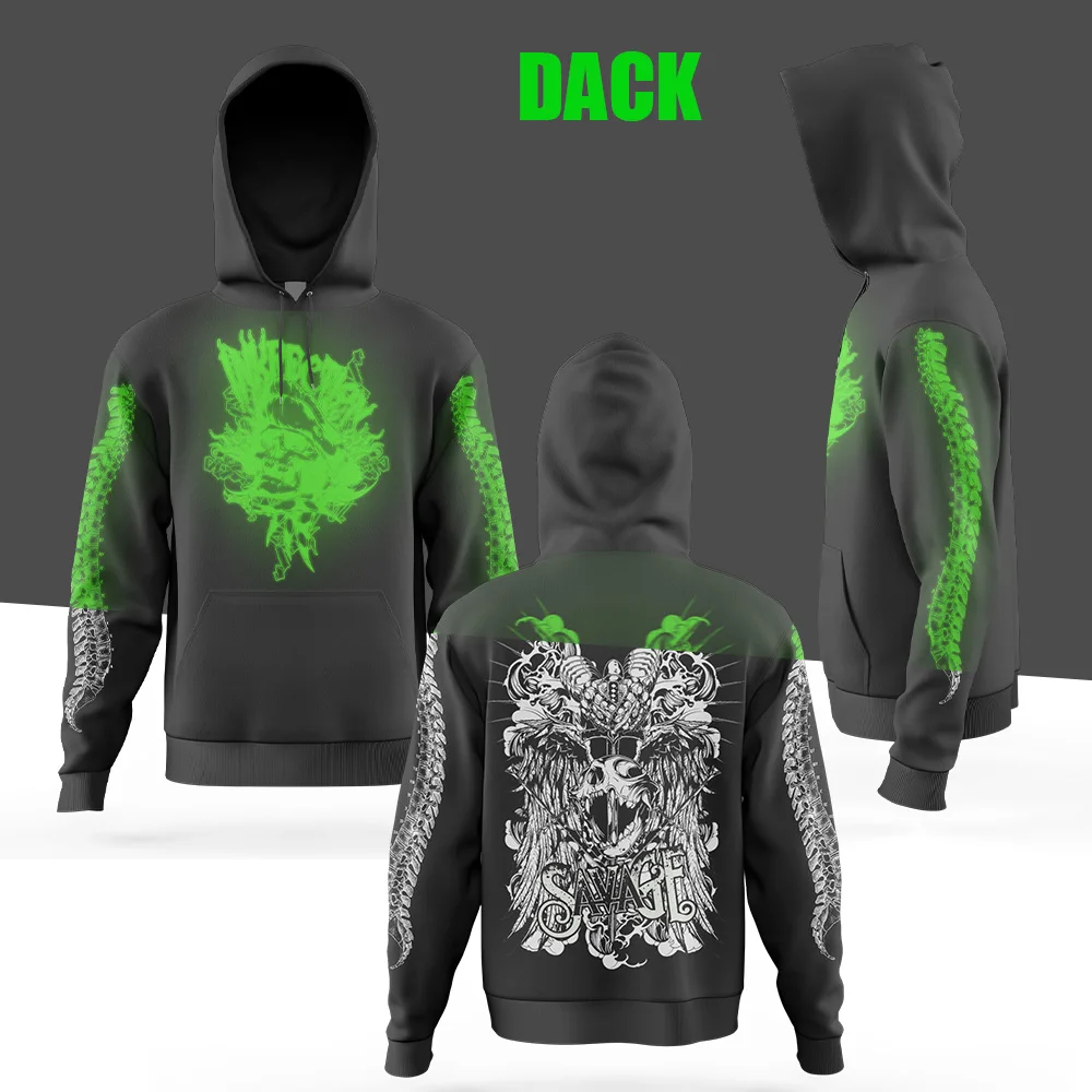 

Men's fluorescent men's hoodie loose hoodie fashionable street daily long sleeved hoodie outdoor leisure outdoor sports