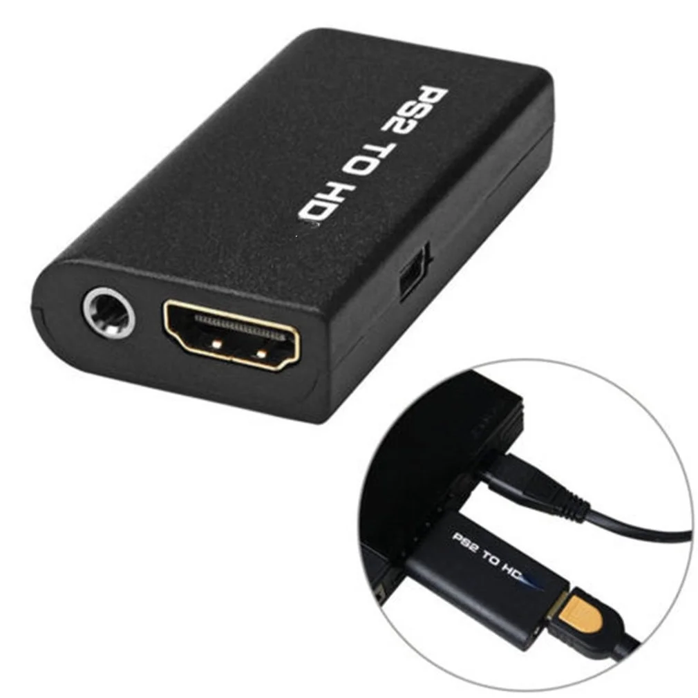 Untuk PS2 Ke HDMI-Kompatibel dengan 1080P Adaptor Cocok untuk Laptop Komputer/Desktop, HDTV, Monitor, Tampilan Konverter, dengan Jack 3.5Mm