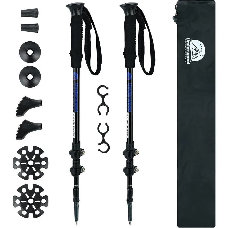 

Trekking Poles Collapsible Hiking Poles - 2 Pack Adjustable Aluminum Hiking Sticks Lightweight Walking Sticks for Women Men Sen