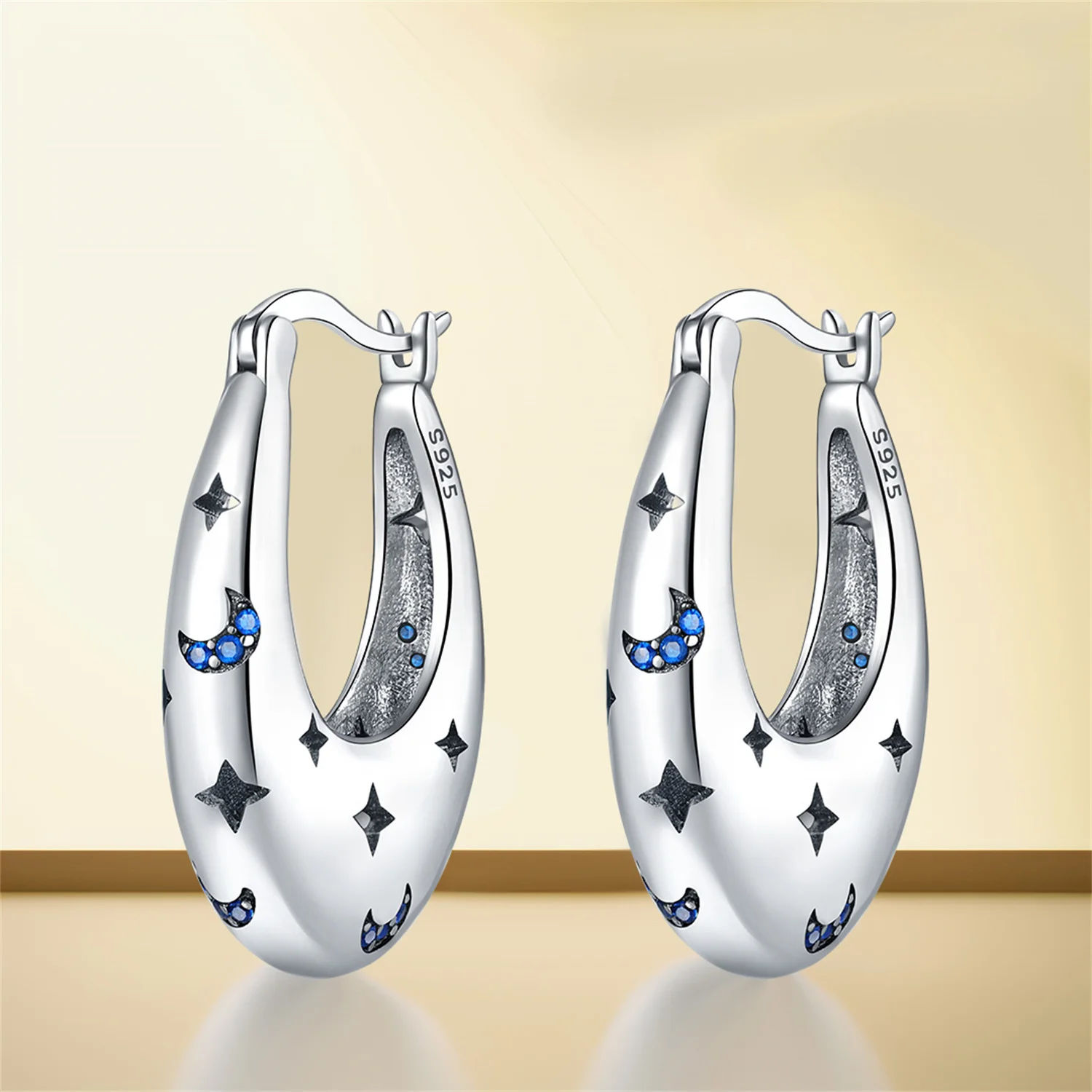 925 Sterling Silver Blue Butterfly Star Earrings Jewelry Versatile Hoop Earrings For Women Jewelry Birthday Party Fine Gifts