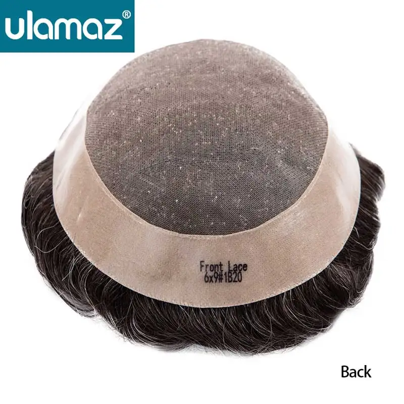 Peluca frontal de encaje suizo para hombre, peluquín de cabello humano Mono NPU para hombres, Nudo blanqueador, sistema de cabello de prótesis