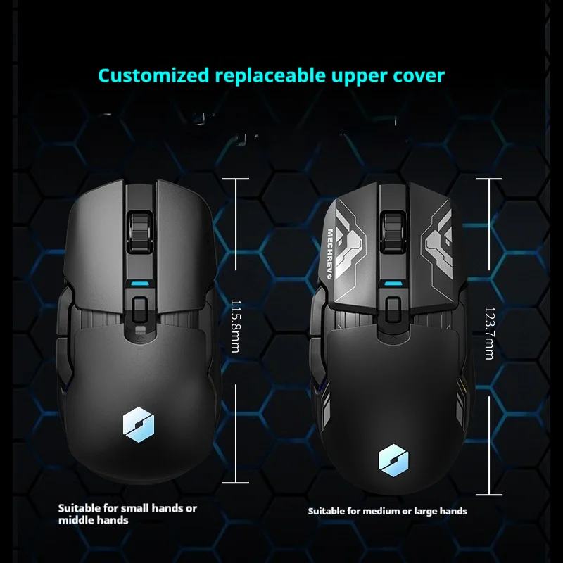 Mechrevo-M770 Mouse sem fio para jogos, plugue quente e substitua a tampa traseira, jogo portátil leve e pequeno do mouse de mão