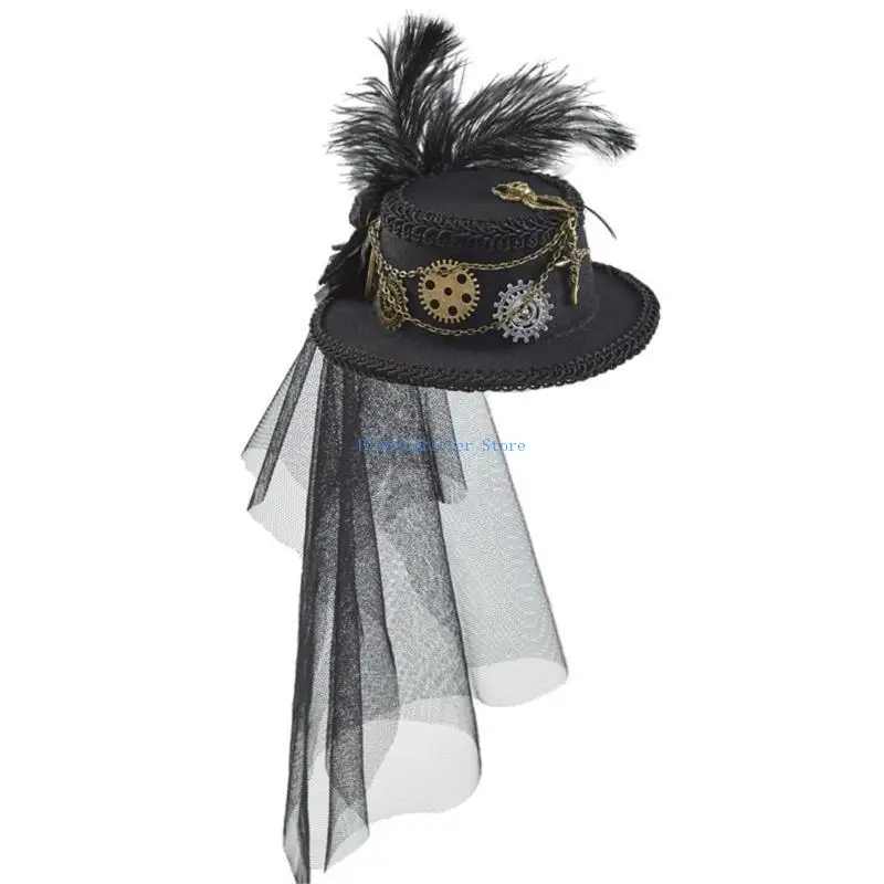 652B Steampunk tijdreiziger hoed Steampunk hoge hoed Steampunk hoeden voor dames met sluier