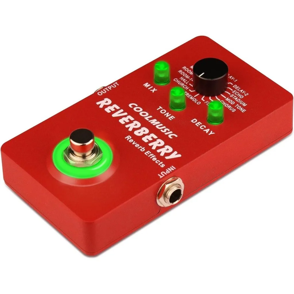 Coolmusic A-RV02 pedal de guitarra de reverb digital multi efeitos pedal de guitarra digital com 16 efeitos true bypass