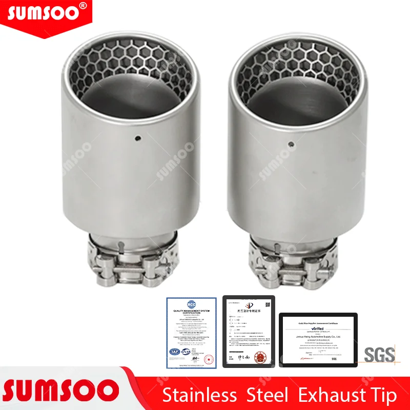 

SUMSOO1PCS Upgrade 304 Matte Stainless Steel Car Decoration Muffler Modify Exhaust Pipe For VW Golf GTI MK7 Nozzle