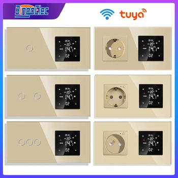Bingoelec Tuya WiFi Smart Thermostat Electric Floor Heating Water/Gas Boiler Temperature Remote Control Switch Socket Gold Bingoelec Tuya WiFi Smart Thermostat Electric Floor Heating Water/Gas Boiler Temperature Remote Control Switch Socket Gold
