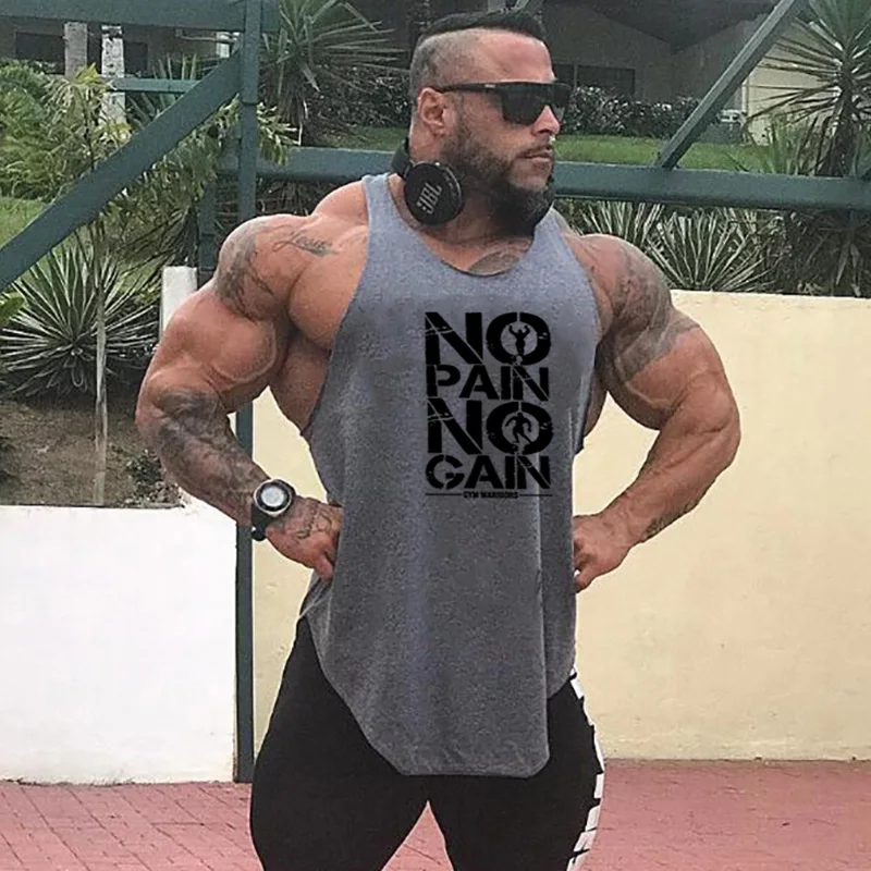 Summer Cotton Breathable Sleeveless Loose Singlets Gym Fitness Running Sport T-Shirts Mens Bodybuilding Workout Muscle Tank Tops