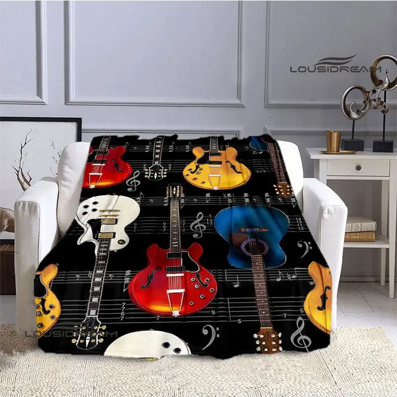 Gibson guitar logo printed blankets Flange warm blanket throw blanket Soft and comfortable blankets bed linings birthday gift