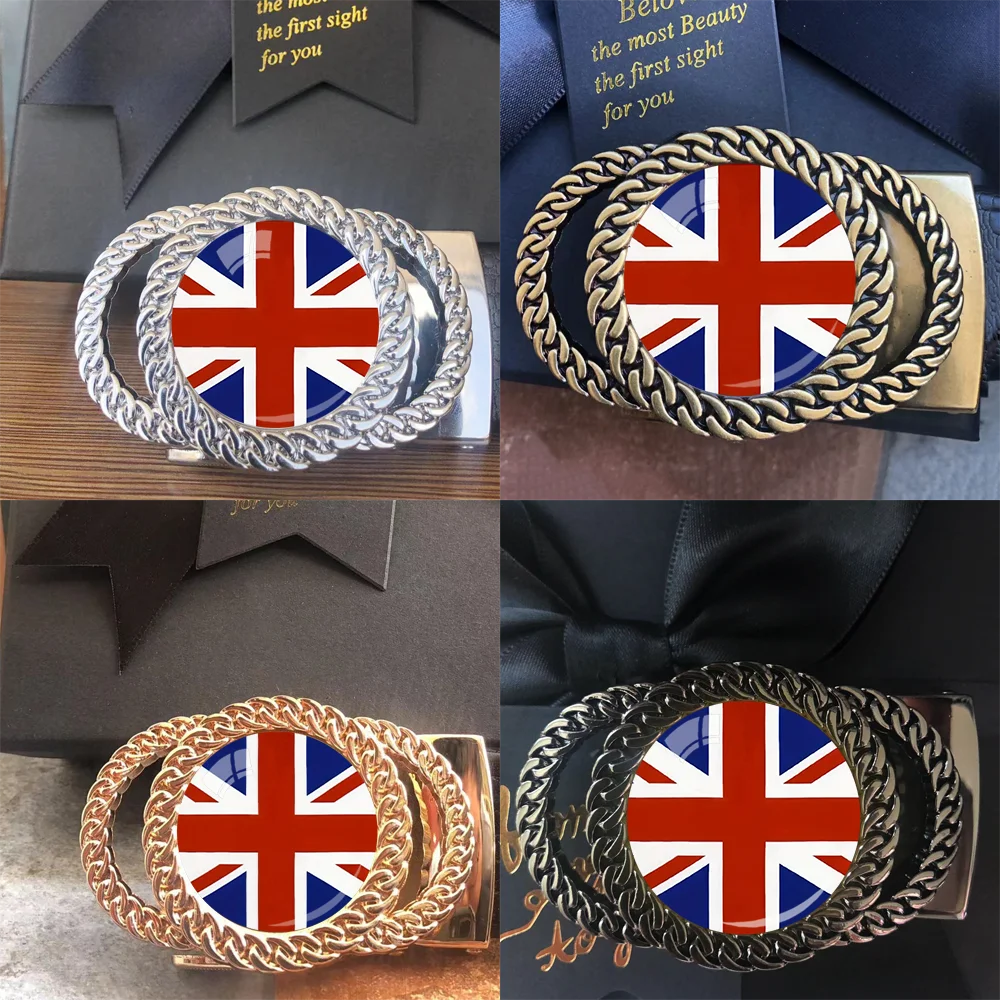 British flag pattern automatic ratchet belt buckle fashion personalized waist accessory best gift for patriots