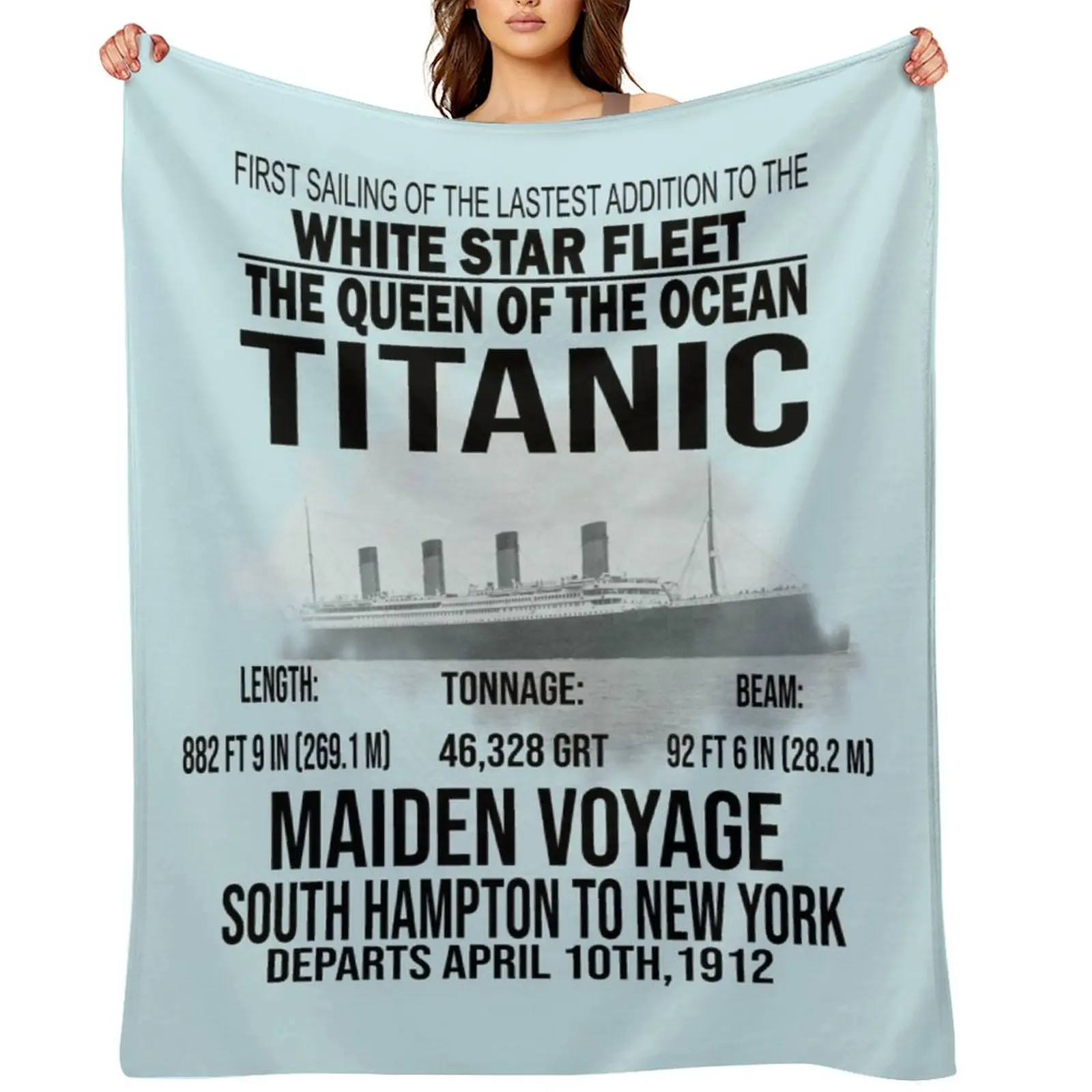 

Titanic Vintage Poster Cruise Sinking Ship Atlantic Ocean Voyage Throw Blanket Beautifuls Sofa Luxury Designer Blankets